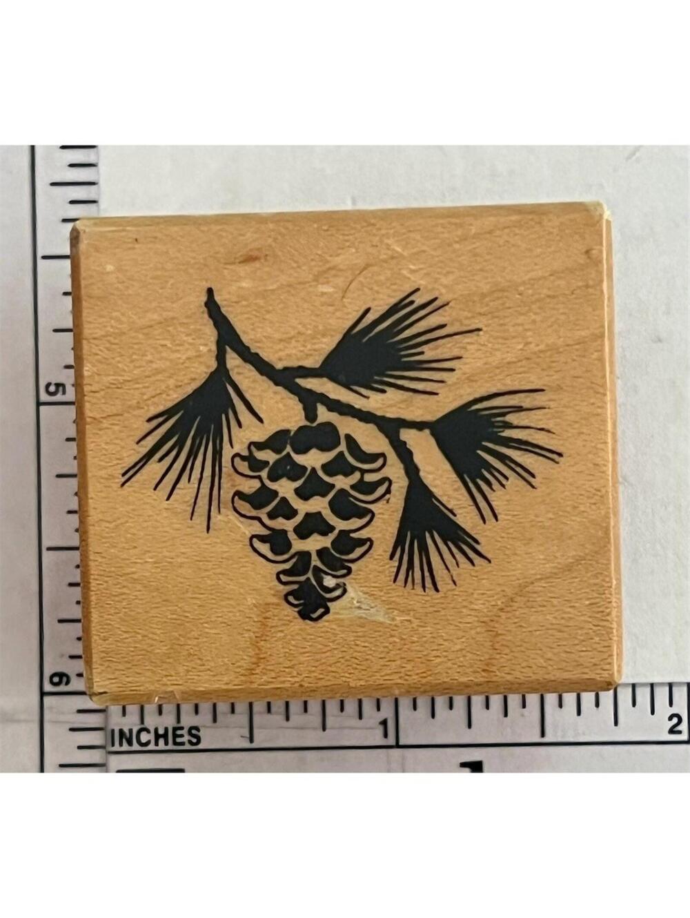 PSX C-285 Pine Cone Branch Rubber Stamp Woodland Christmas Scrapbooking Craft
